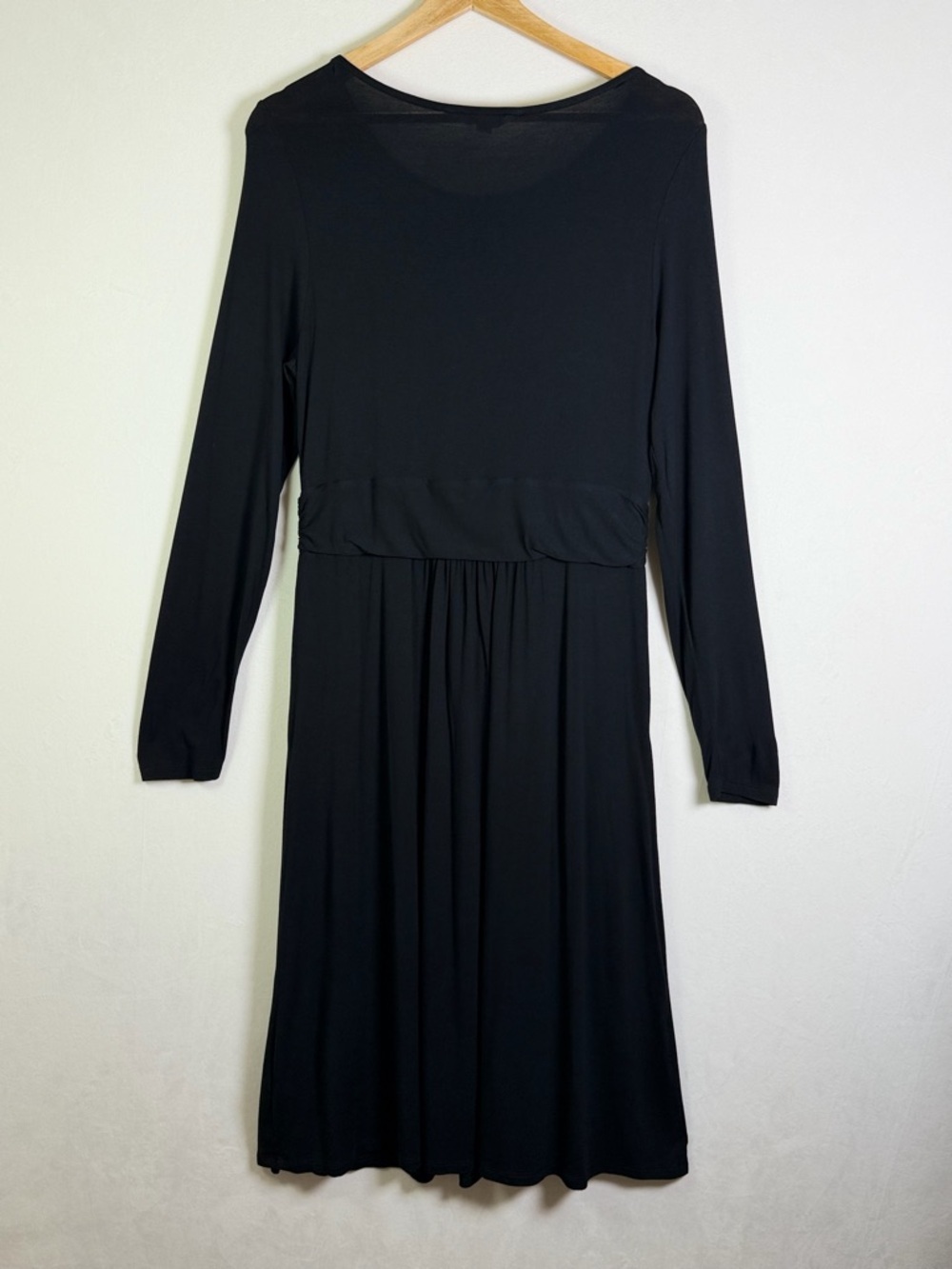 Boden Women’s Black Long Sleeve Dress Sz 10 Ruched Waist Pockets Stretch - Picture 6 of 9
